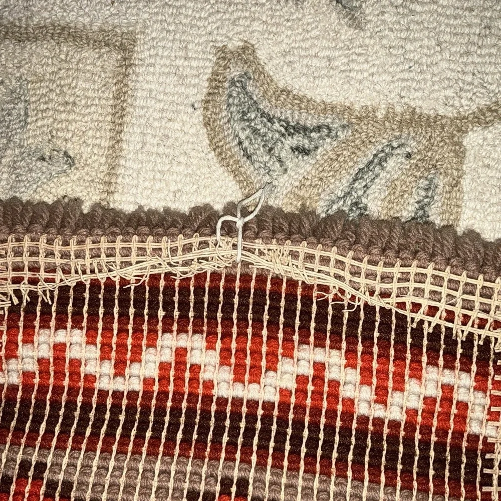 Vintage Latch Hook Wall Rug Tapestry 70s Boho MCM Earth Tones Southwestern
